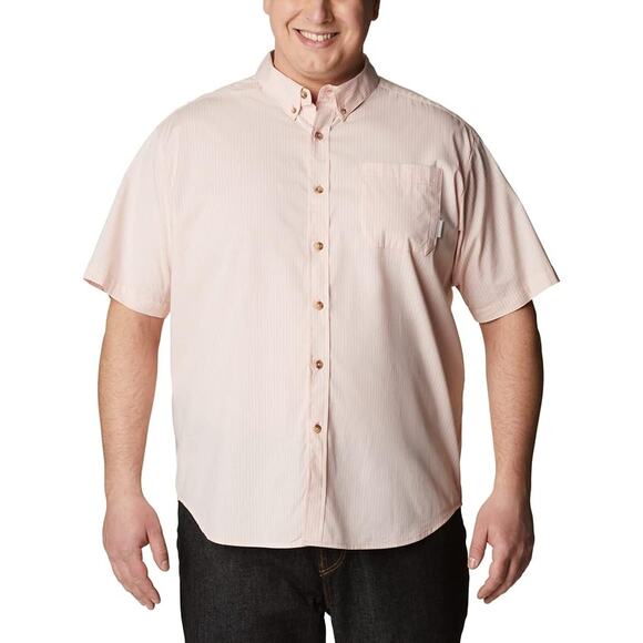 NWT Columbia Mens Rapid Rivers Pinstripe Button-Down Shirt Pink XXL